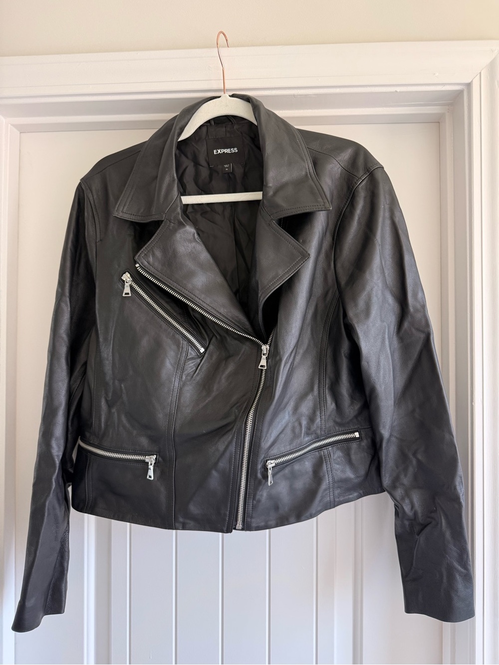 Express Women’s Black Leather Moto Jacket